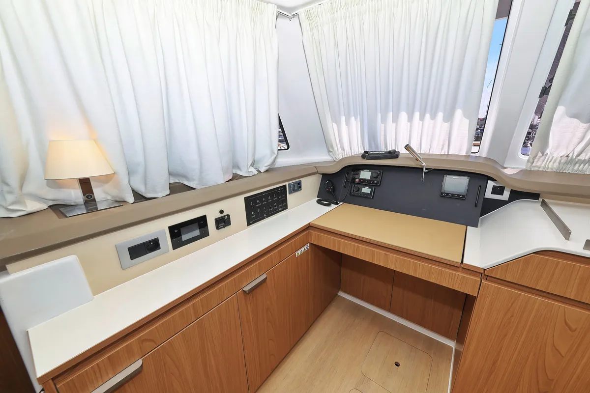 Cockpit of Baycat, a Bali Catspace catamaran at Grad Biograd na Moru, Croatia