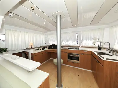 Galley of Baycat, a Bali Catspace catamaran at Grad Biograd na Moru, Croatia