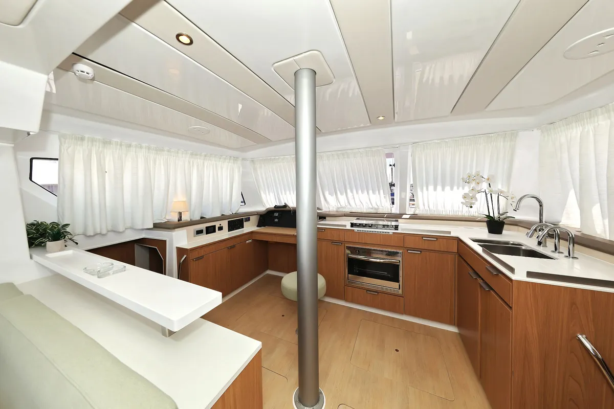 Galley of Baycat, a Bali Catspace catamaran at Grad Biograd na Moru, Croatia