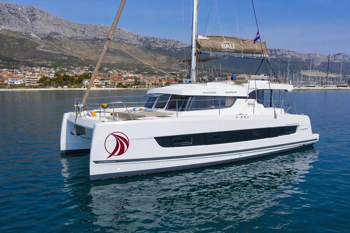 Exterior view of Baycat, a Bali Catspace catamaran at Grad Biograd na Moru, Croatia