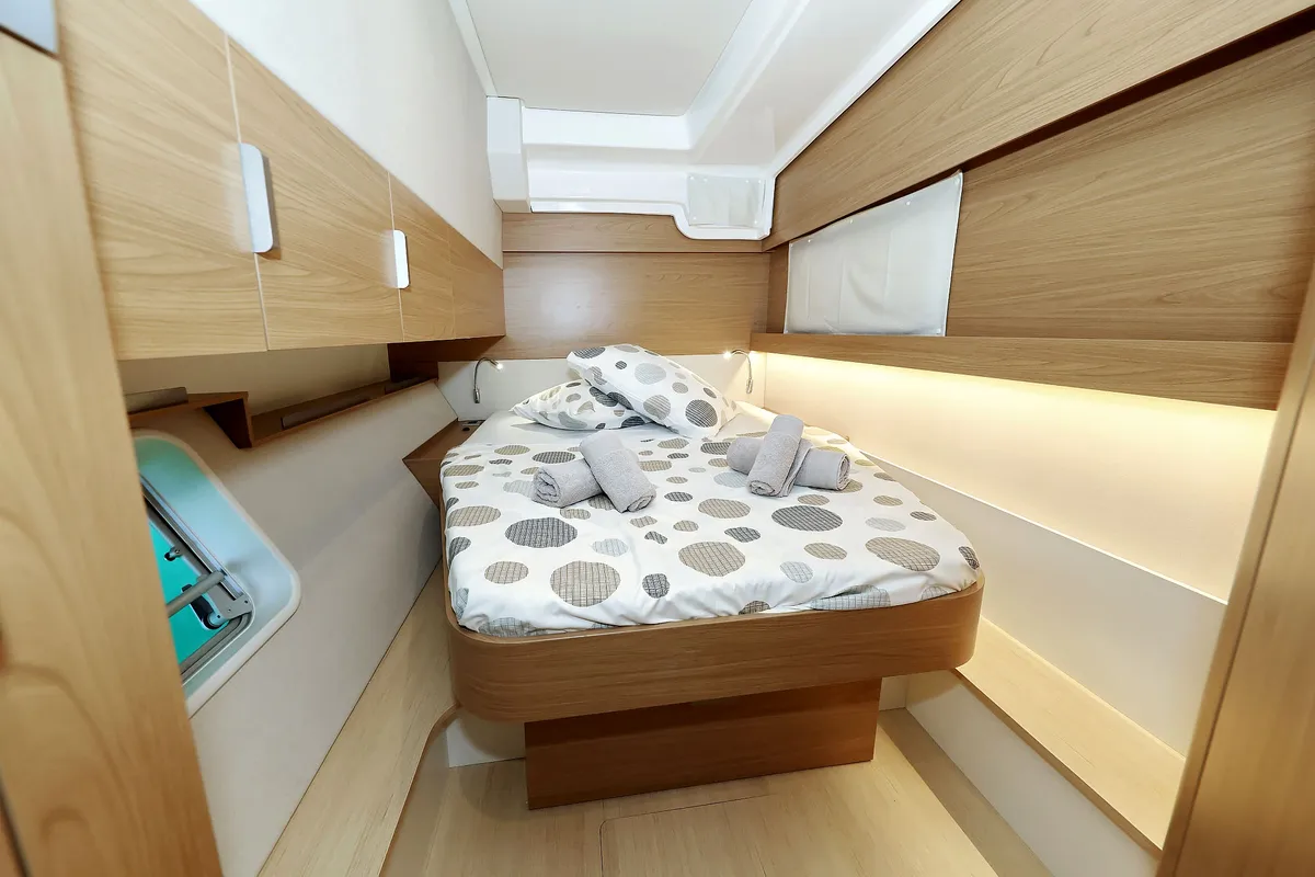 Cabin on Baycat, a Bali Catspace catamaran at Grad Biograd na Moru, Croatia