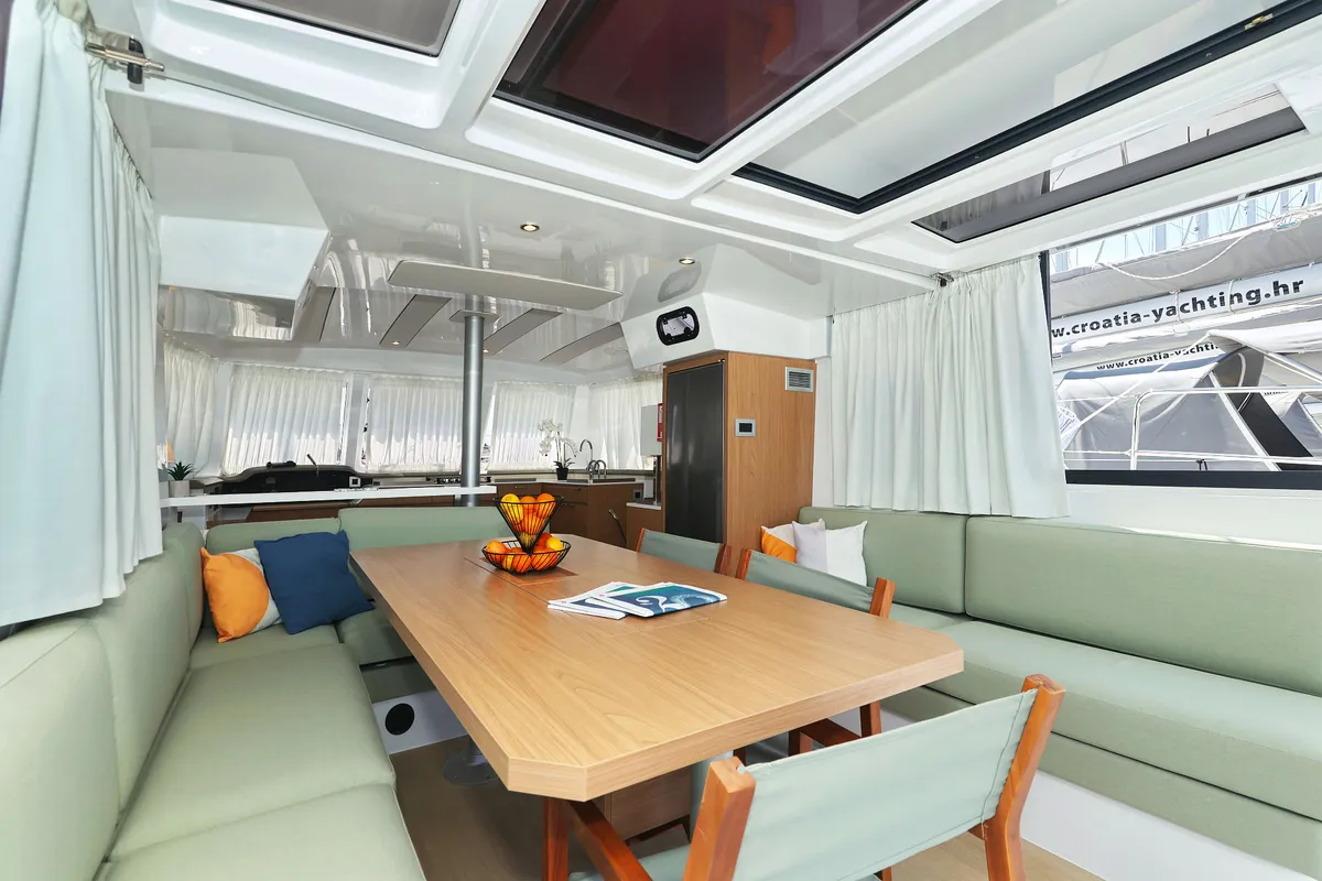 Salon of Baycat, a Bali Catspace catamaran at Grad Biograd na Moru, Croatia