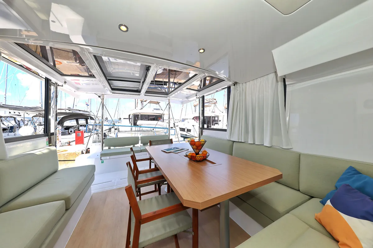 Salon of Baycat, a Bali Catspace catamaran at Grad Biograd na Moru, Croatia