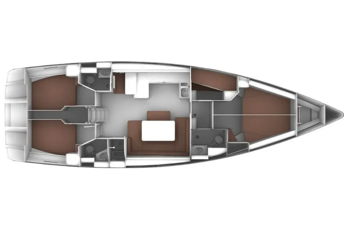 Floor plan of Guarda Che Luna, a Bavaria 51 Cruiser sailboat at Municipal Unit of Rhodes, Greece