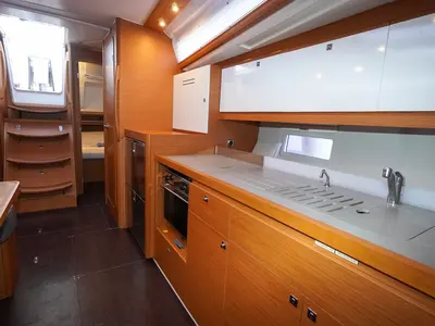 Galley of Lady D, a Dufour 390 sailboat at Marmaris, Turkey
