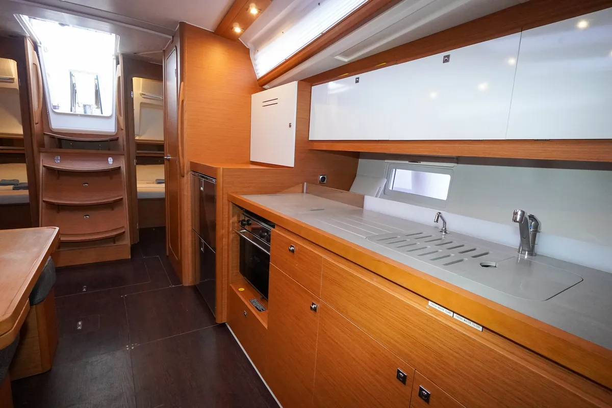 Galley of Lady D, a Dufour 390 sailboat at Marmaris, Turkey