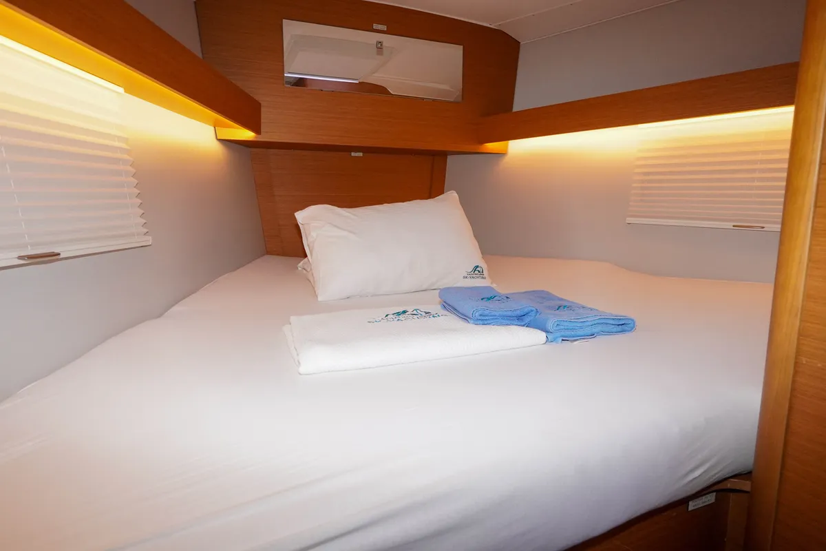 Cabin on Lady D, a Dufour 390 sailboat at Marmaris, Turkey