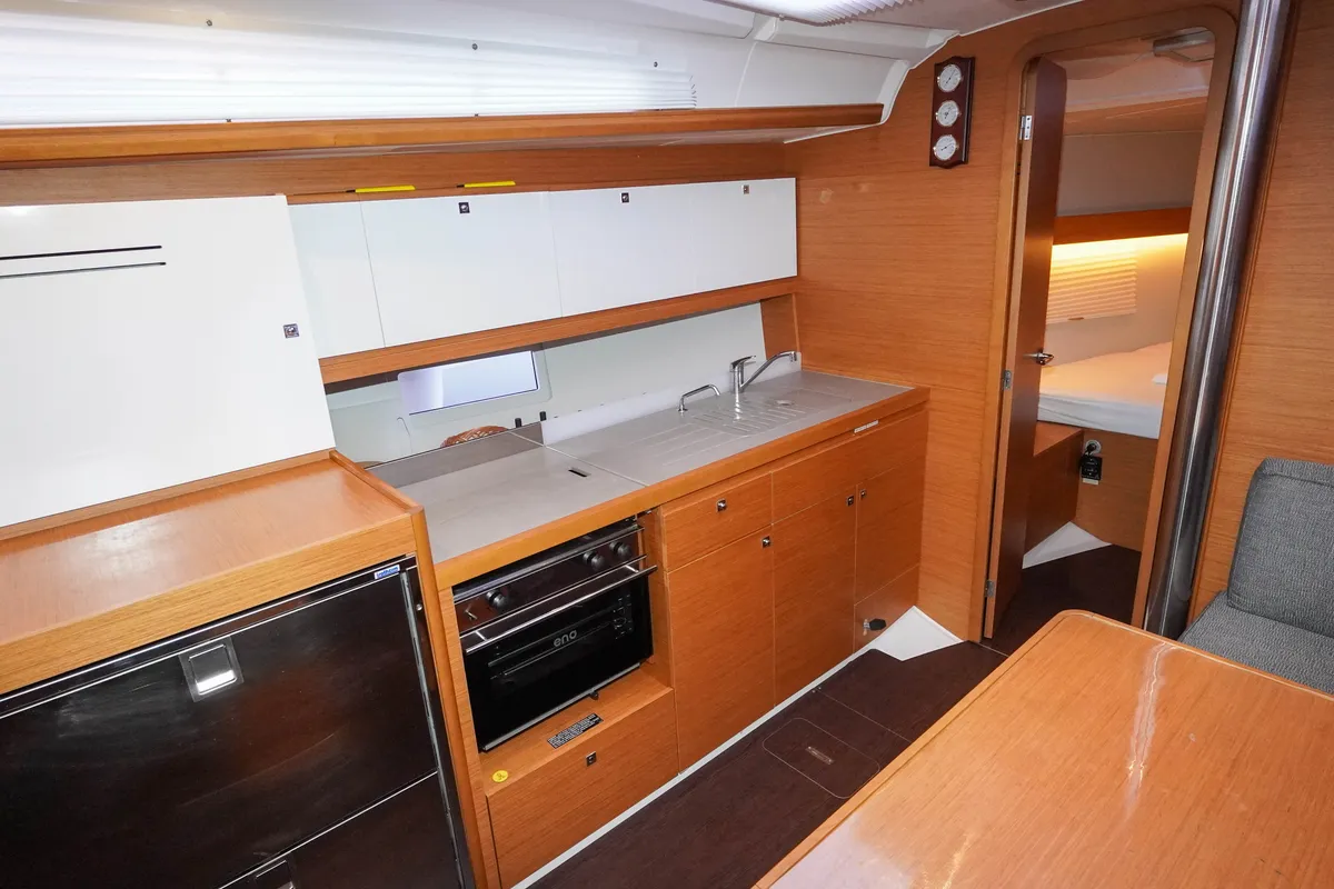 Galley of Lady D, a Dufour 390 sailboat at Marmaris, Turkey