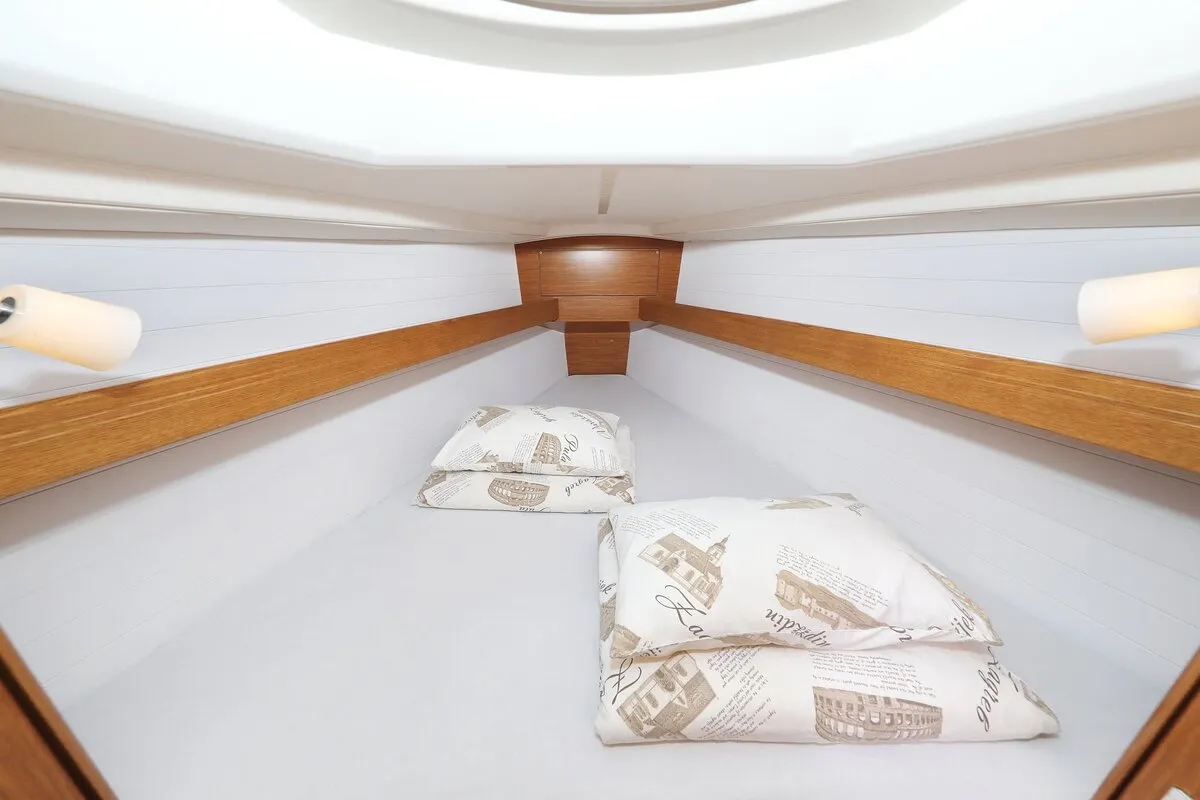 Cabin on Feeling Good, a Bavaria Cruiser 34 sailboat at Pirovac, Croatia