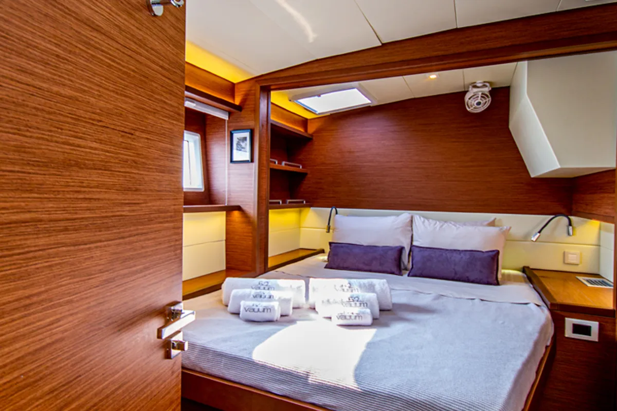 Cabin on ELVIRA 52, a Lagoon 52F catamaran at Athens, Greece