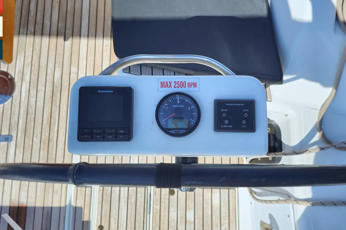 Cockpit of Grazioso, a Dufour 430 GL sailboat at Rogoznica, Croatia