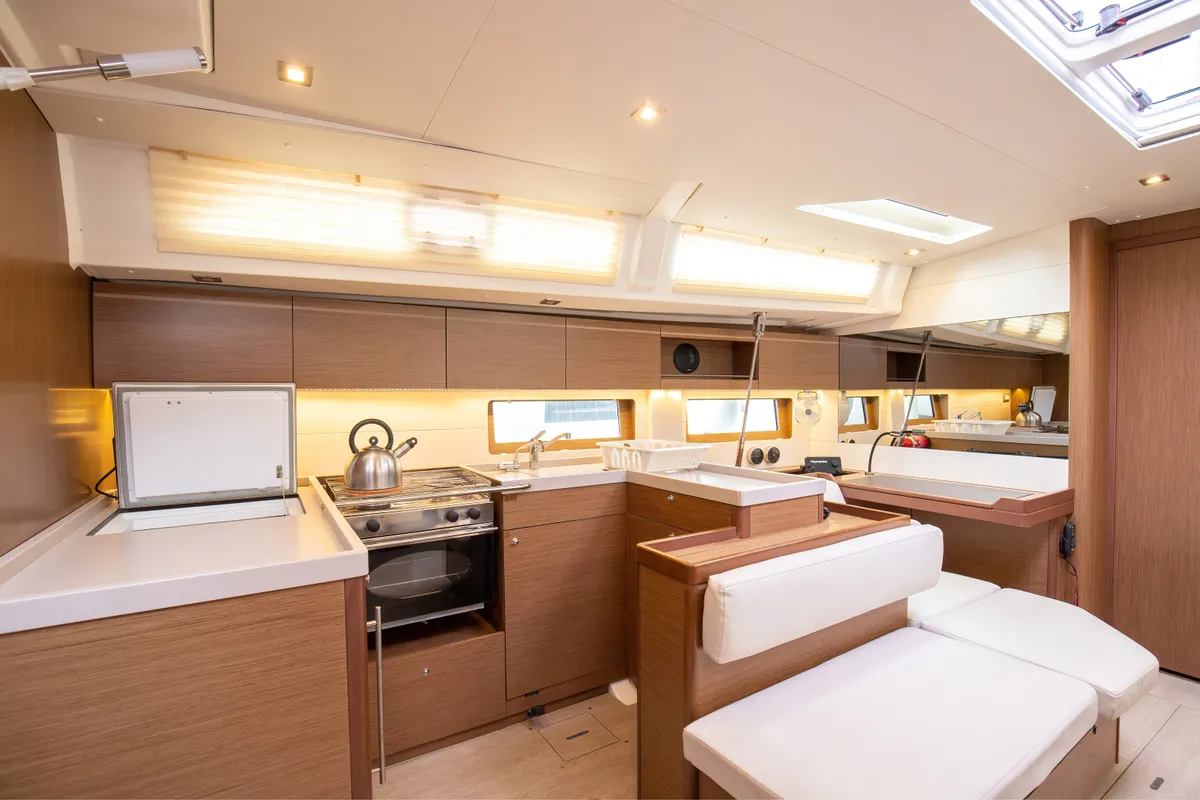 Galley of Calipso, a Beneteau Oceanis 51.1 sailboat at Salerno, Italy