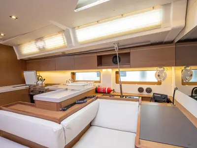 Galley of Calipso, a Beneteau Oceanis 51.1 sailboat at Salerno, Italy