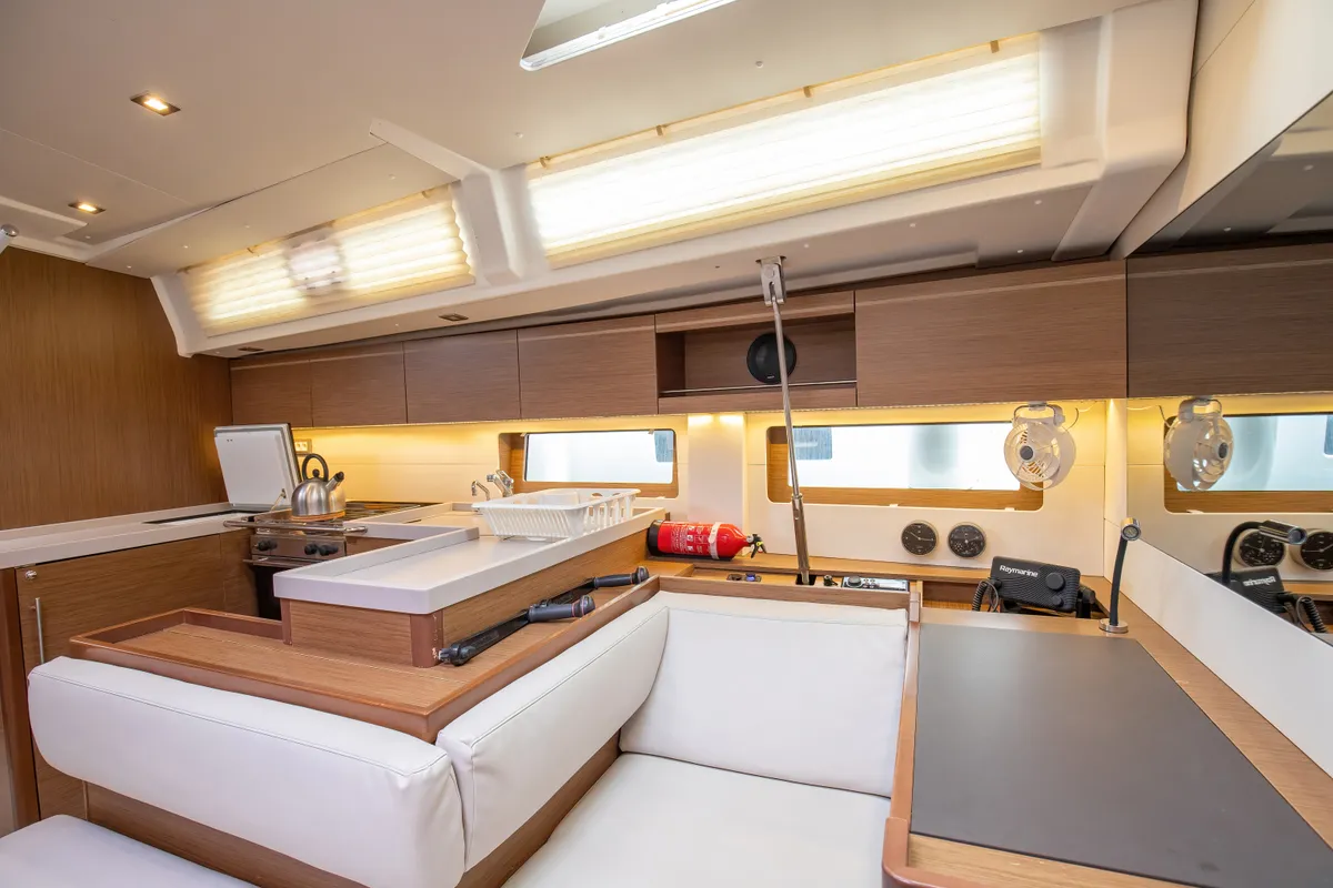Galley of Calipso, a Beneteau Oceanis 51.1 sailboat at Salerno, Italy