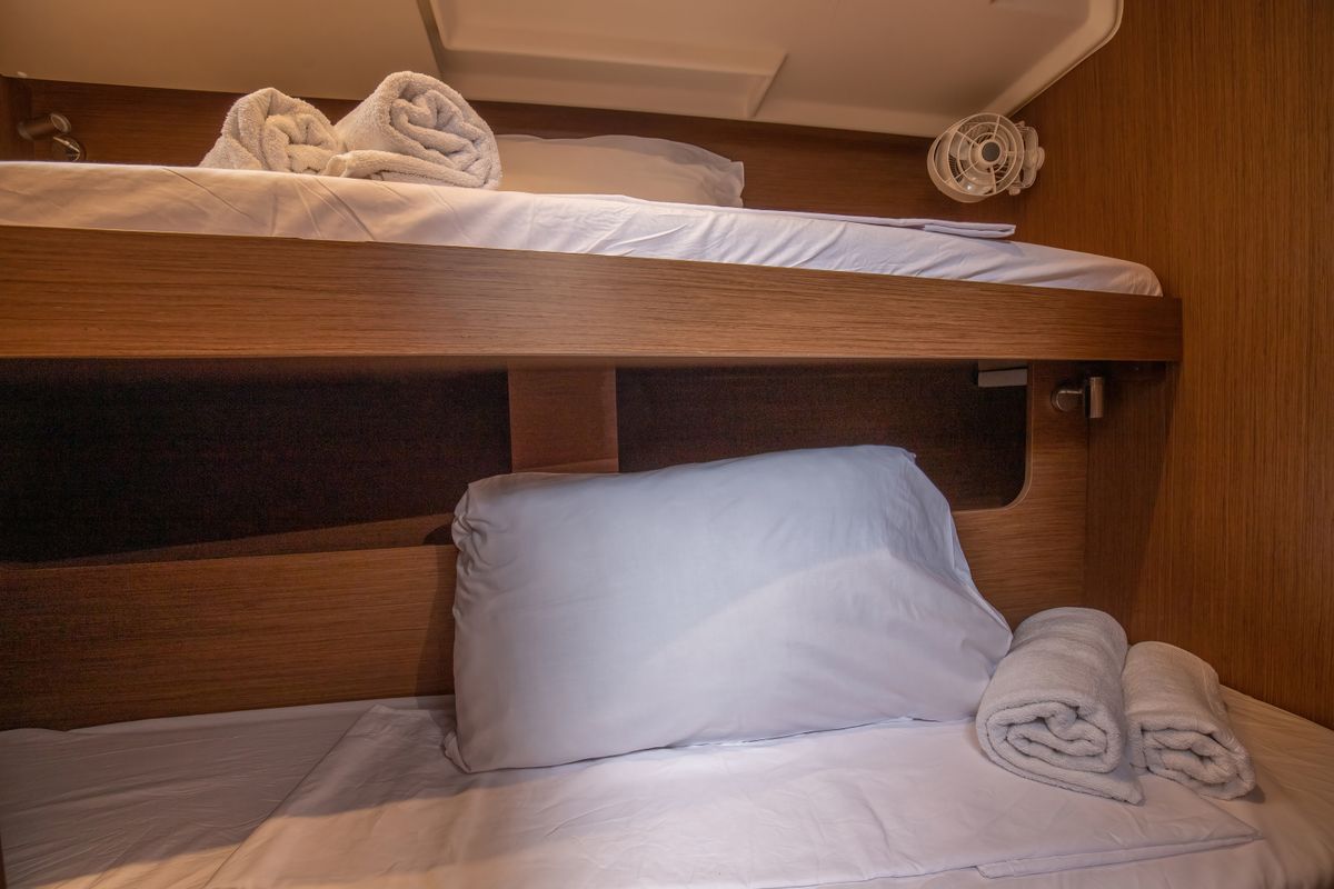 Cabin on Calipso, a Beneteau Oceanis 51.1 sailboat at Salerno, Italy