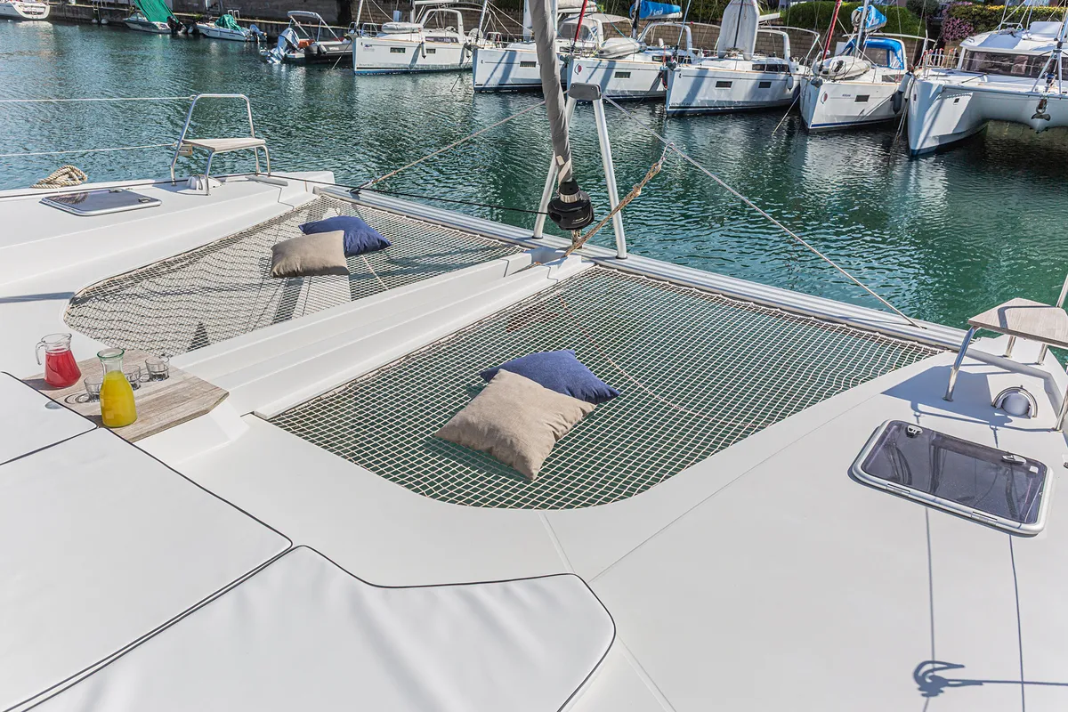 Harmony Planet, a Nautitech 46 Fly catamaran at Tonnarella, Italy