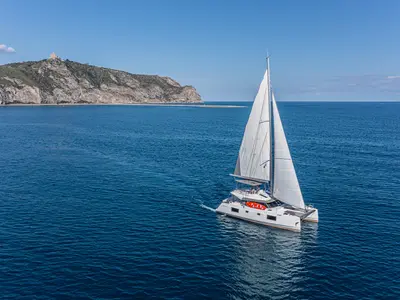 Harmony Planet, a Nautitech 46 Fly catamaran at Tonnarella, Italy