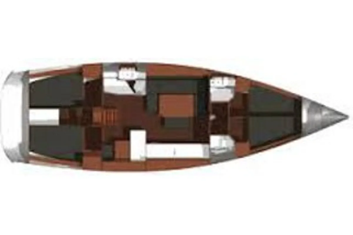 Floor plan of Maroussa, a Dufour 450 Grand Large sailboat at Athens, Greece