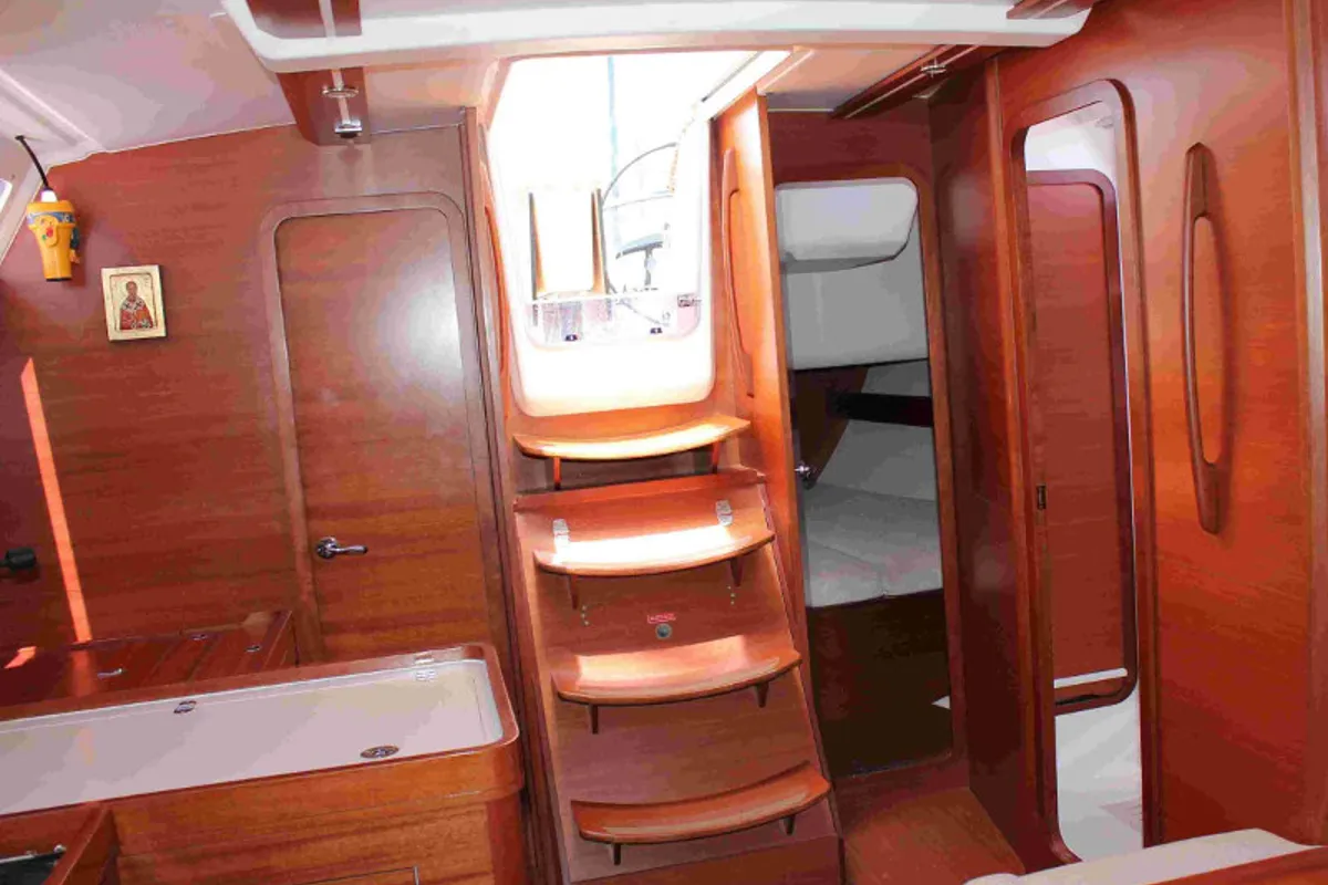 Cabin on Maroussa, a Dufour 450 Grand Large sailboat at Athens, Greece