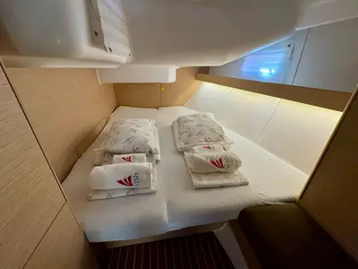 Cabin on Amiya, a Elan Impression 45 sailboat at Grad Biograd na Moru, Croatia