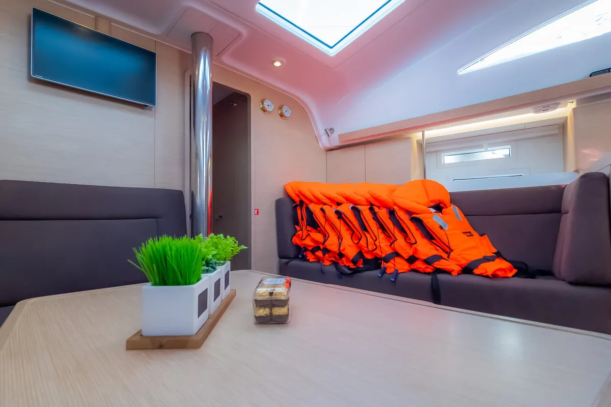 Salon of Amiya, a Elan Impression 45 sailboat at Grad Biograd na Moru, Croatia