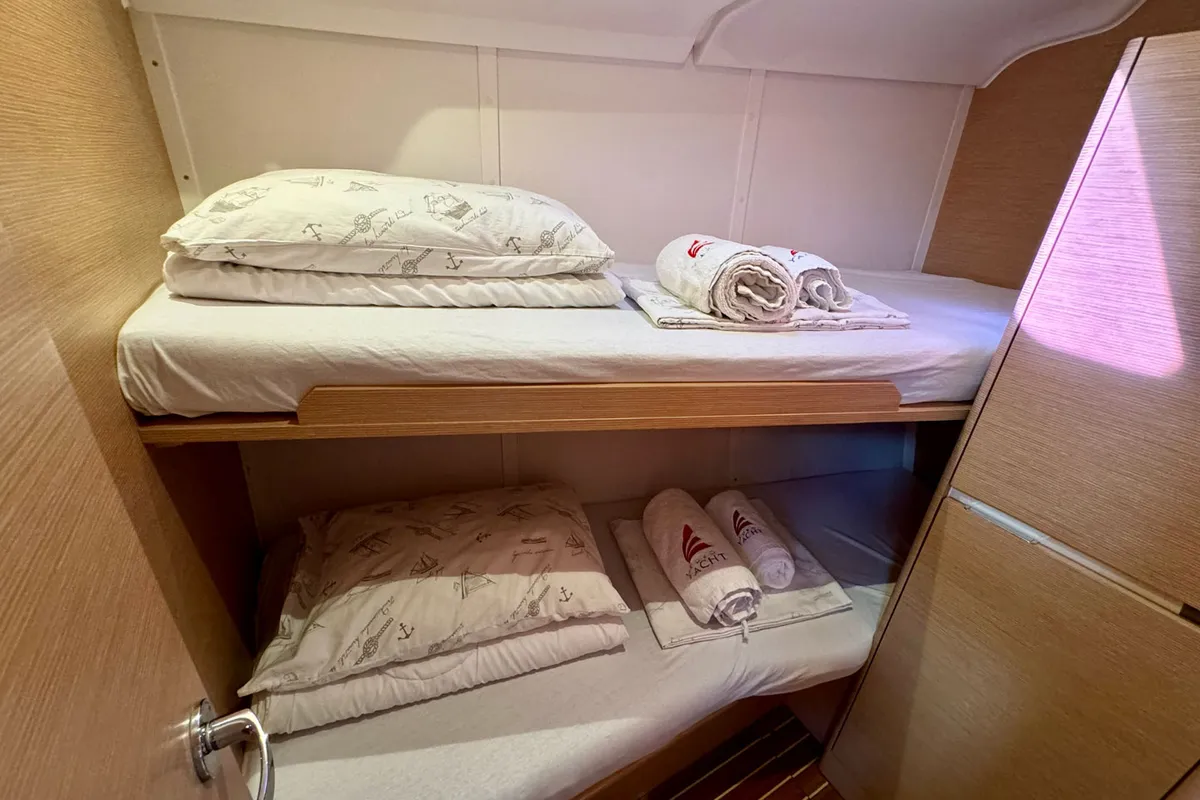 Cabin on Amiya, a Elan Impression 45 sailboat at Grad Biograd na Moru, Croatia