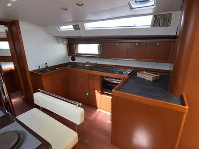 Galley of Butterfly, a Beneteau Oceanis 48 sailboat at Kontokali, Greece