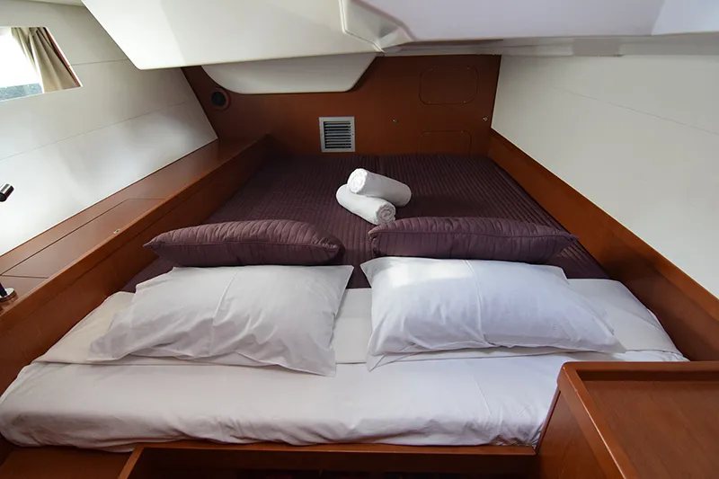Cabin on Butterfly, a Beneteau Oceanis 48 sailboat at Kontokali, Greece