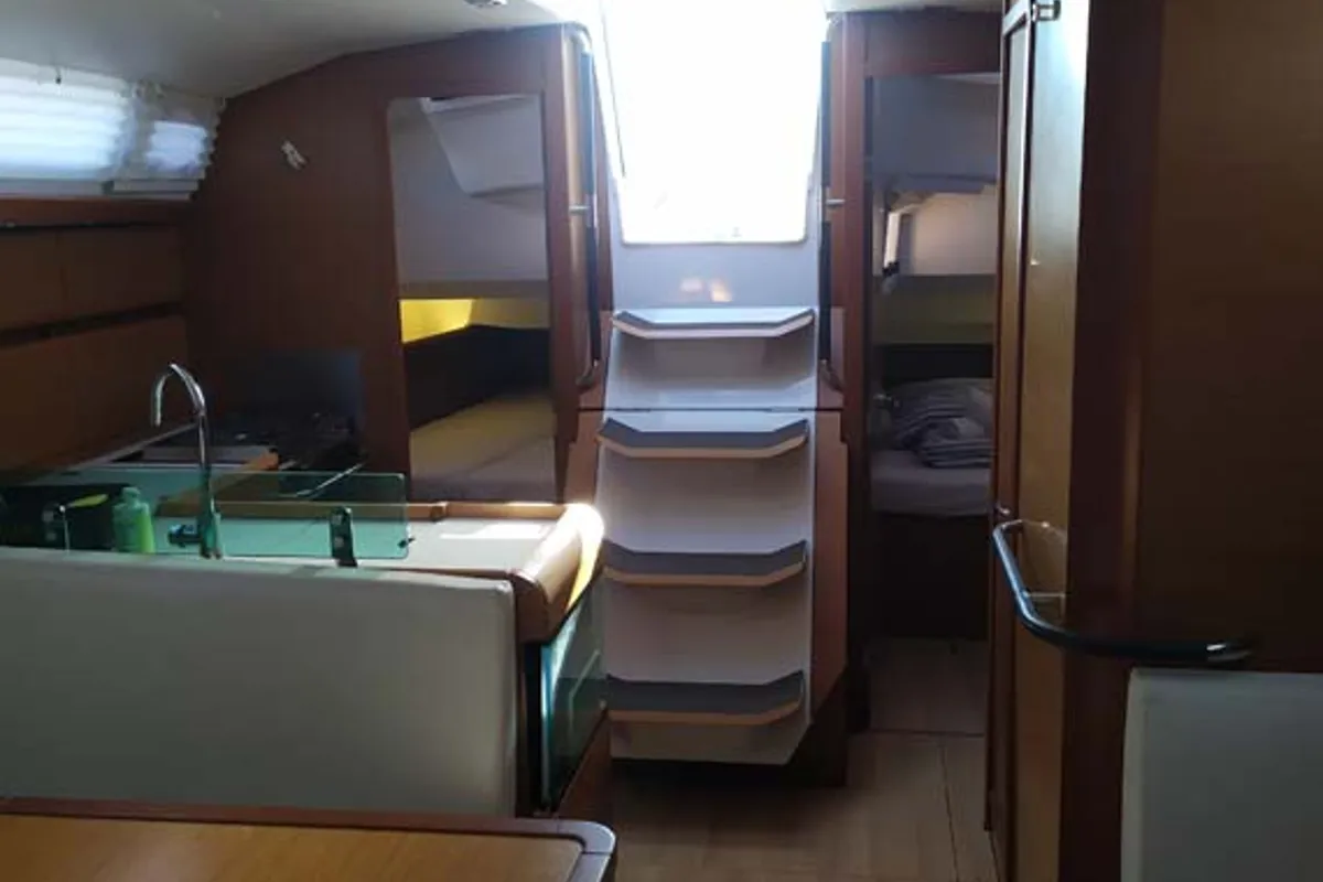 Salon of Mango Tango, a Jeanneau Sun Odyssey 419 sailboat at Trogir, Croatia
