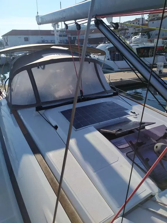 Deck of Mango Tango, a Jeanneau Sun Odyssey 419 sailboat at Trogir, Croatia