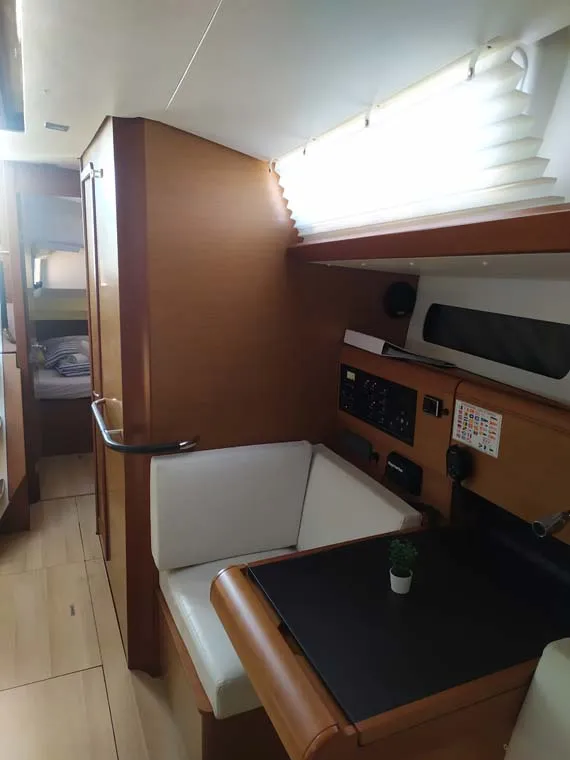 Salon of Mango Tango, a Jeanneau Sun Odyssey 419 sailboat at Trogir, Croatia