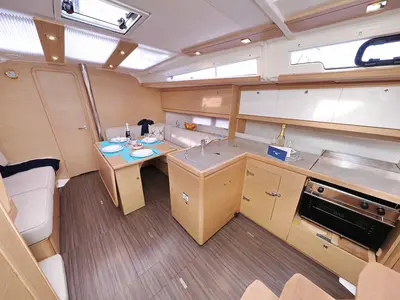 Galley of Free Spirit, a Dufour 390 sailboat at Grad Trogir, Croatia