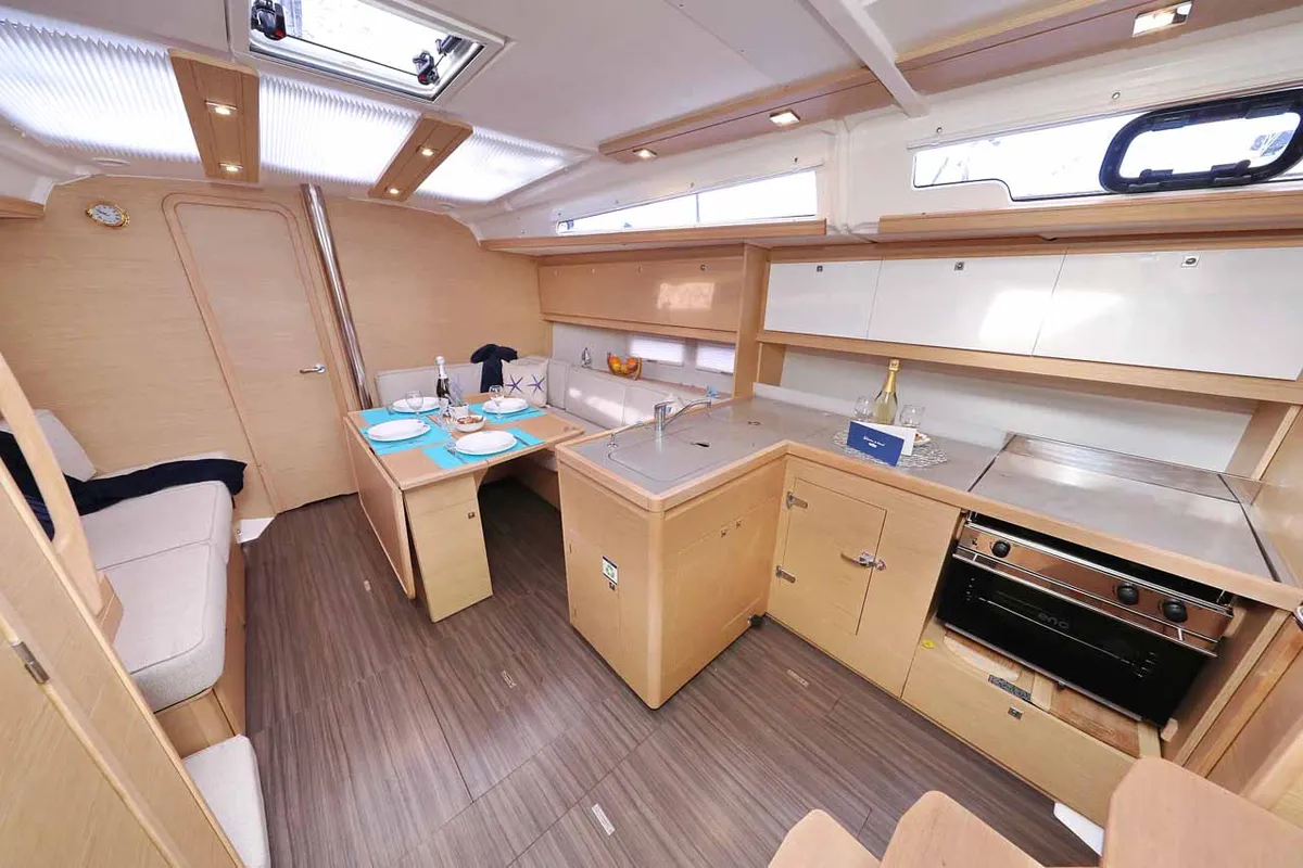 Galley of Free Spirit, a Dufour 390 sailboat at Grad Trogir, Croatia