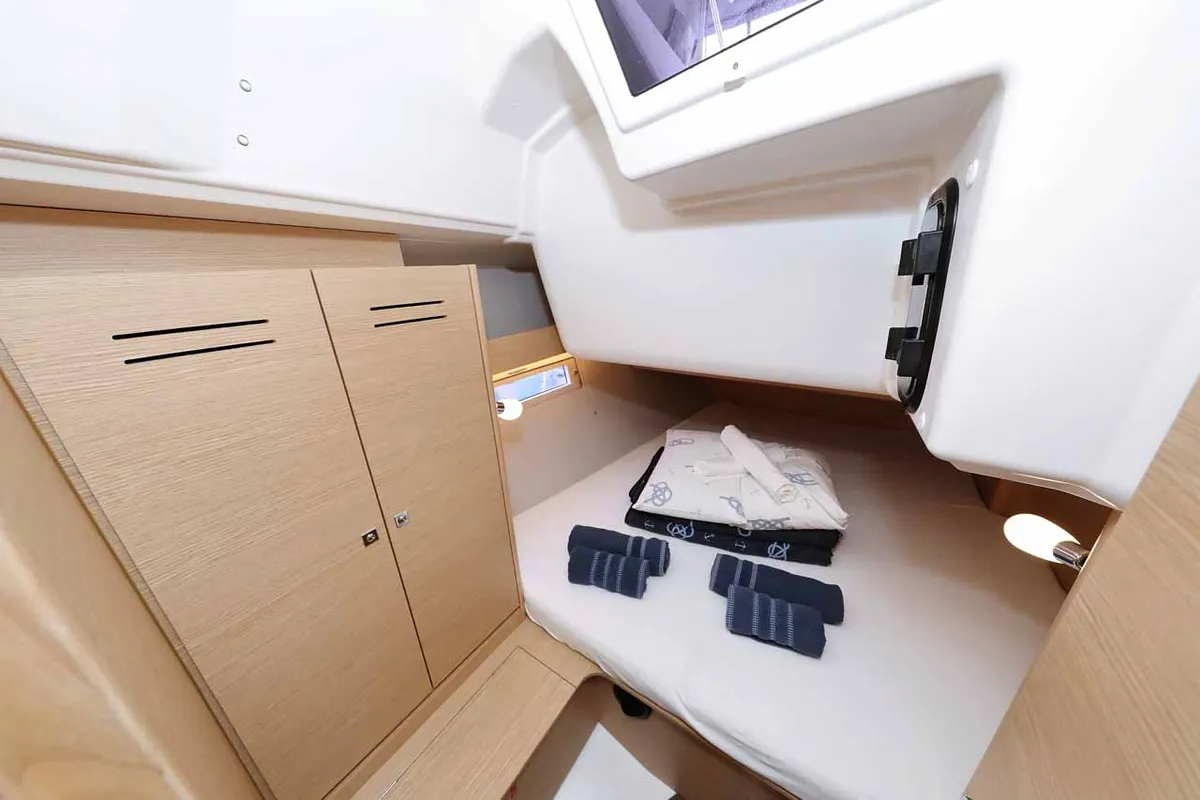 Cabin on Free Spirit, a Dufour 390 sailboat at Grad Trogir, Croatia