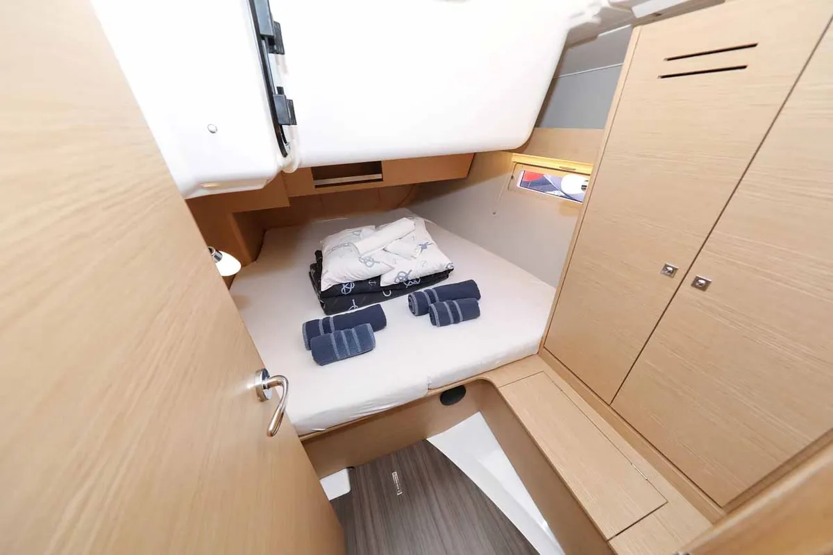 Cabin on Free Spirit, a Dufour 390 sailboat at Grad Trogir, Croatia