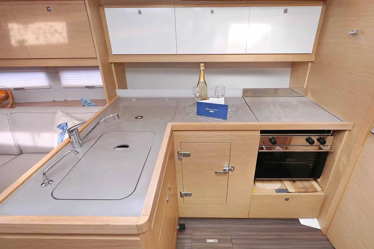Galley of Free Spirit, a Dufour 390 sailboat at Grad Trogir, Croatia