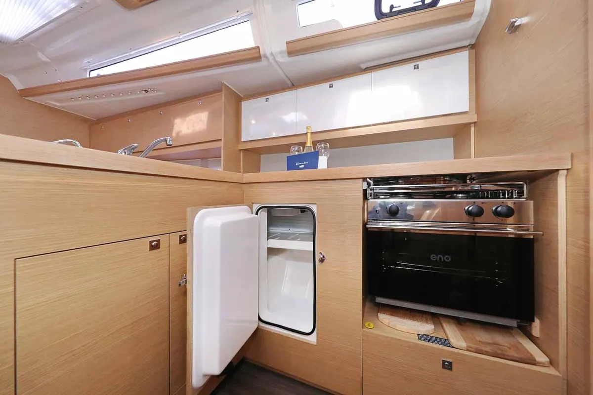 Galley of Free Spirit, a Dufour 390 sailboat at Grad Trogir, Croatia