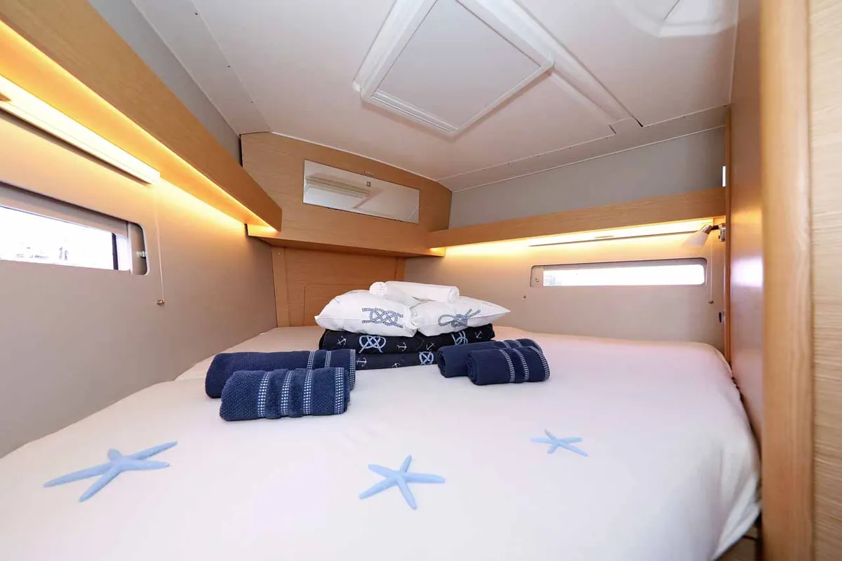 Cabin on Free Spirit, a Dufour 390 sailboat at Grad Trogir, Croatia