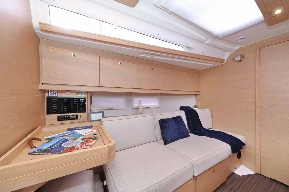Salon of Free Spirit, a Dufour 390 sailboat at Grad Trogir, Croatia
