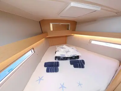 Cabin on Free Spirit, a Dufour 390 sailboat at Grad Trogir, Croatia