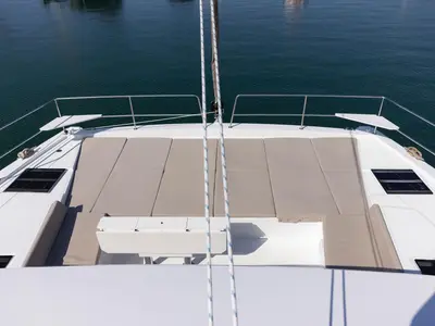 Deck of Divi, a Bali 4.6 catamaran at Salerno, Italy