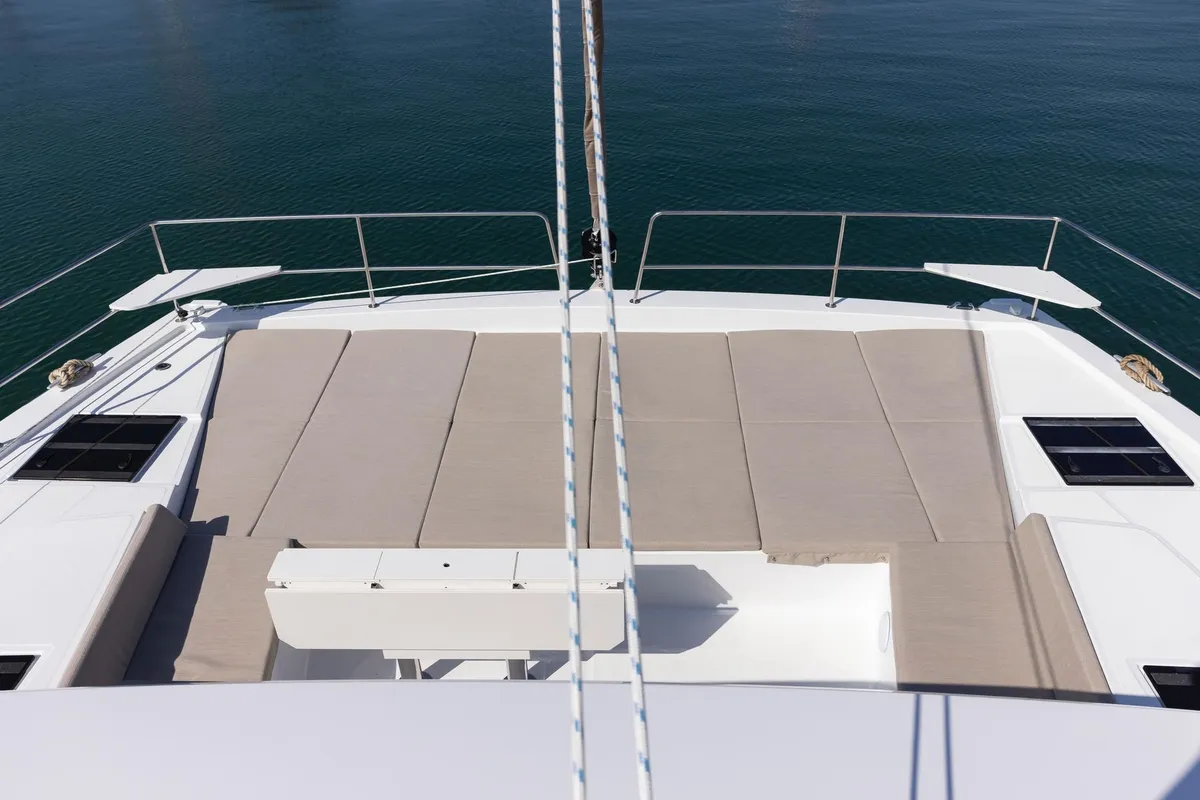 Deck of Divi, a Bali 4.6 catamaran at Salerno, Italy