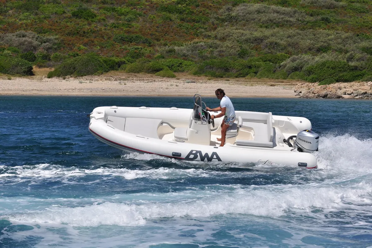 Exterior view of NN, a BWA 19 Sport GT RIB at Olbia, Italy