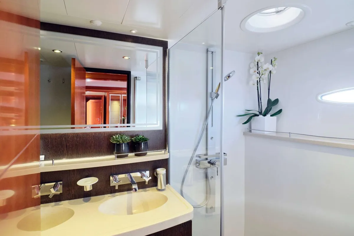 World's End, a Fountaine Pajot Galathea 65 catamaran at Roche Caiman, Seychelles