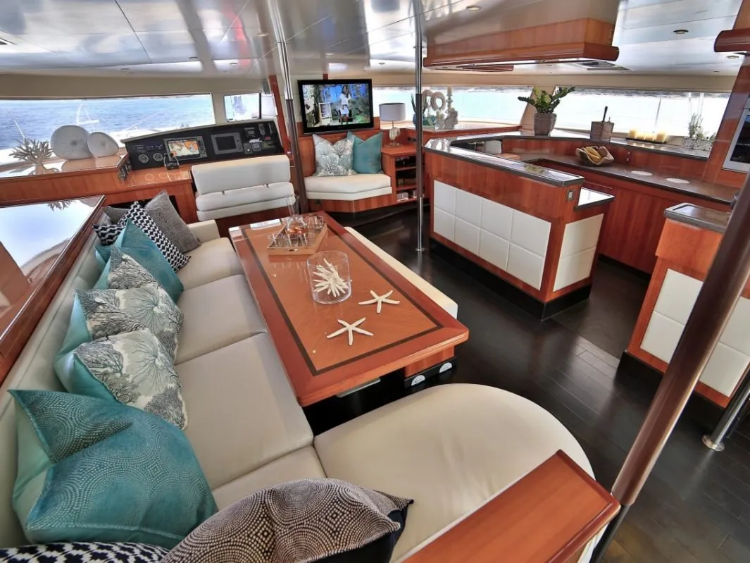 World's End, a Fountaine Pajot Galathea 65 catamaran at Roche Caiman, Seychelles