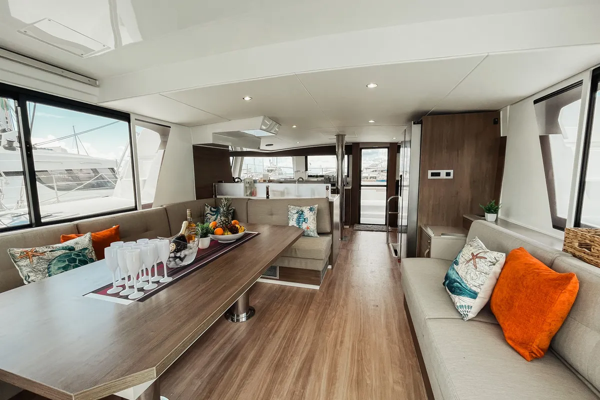 Salon of Cool Breeze, a Bali 4.6 catamaran at Parham Town, British Virgin Islands