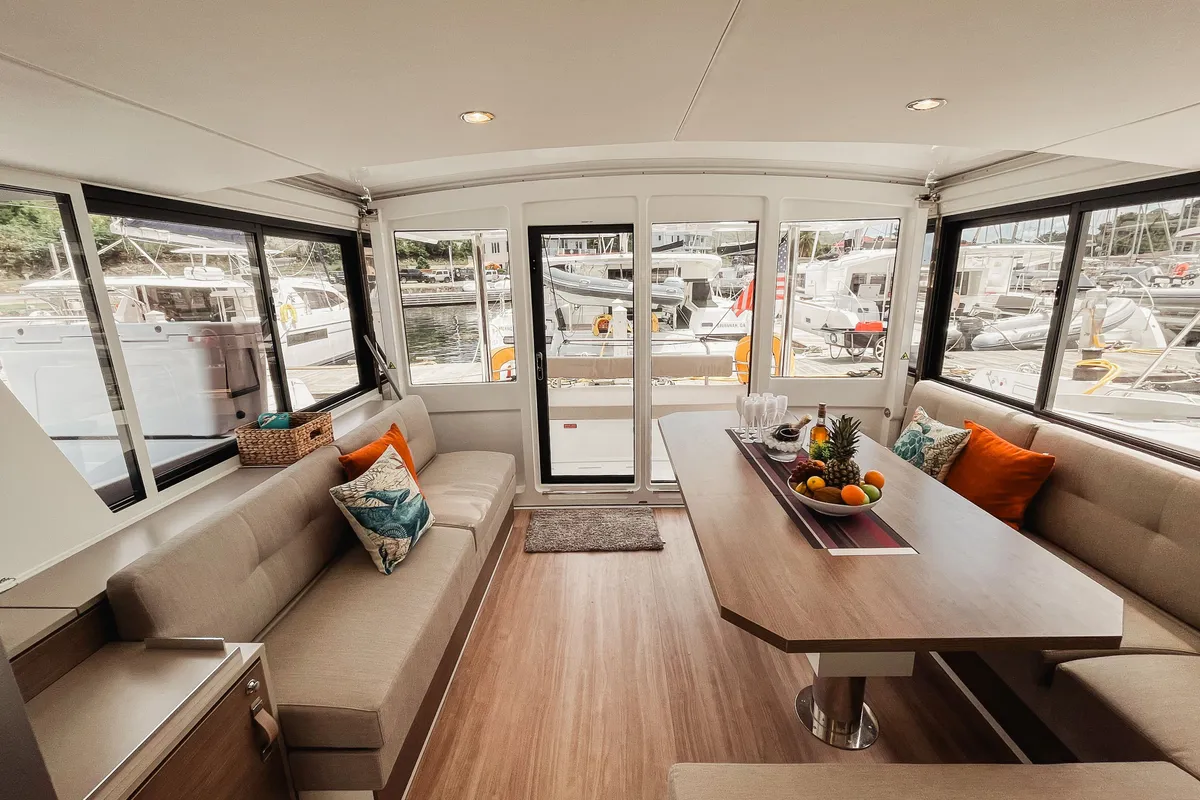 Salon of Cool Breeze, a Bali 4.6 catamaran at Parham Town, British Virgin Islands