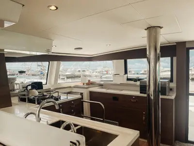 Galley of Cool Breeze, a Bali 4.6 catamaran at Parham Town, British Virgin Islands