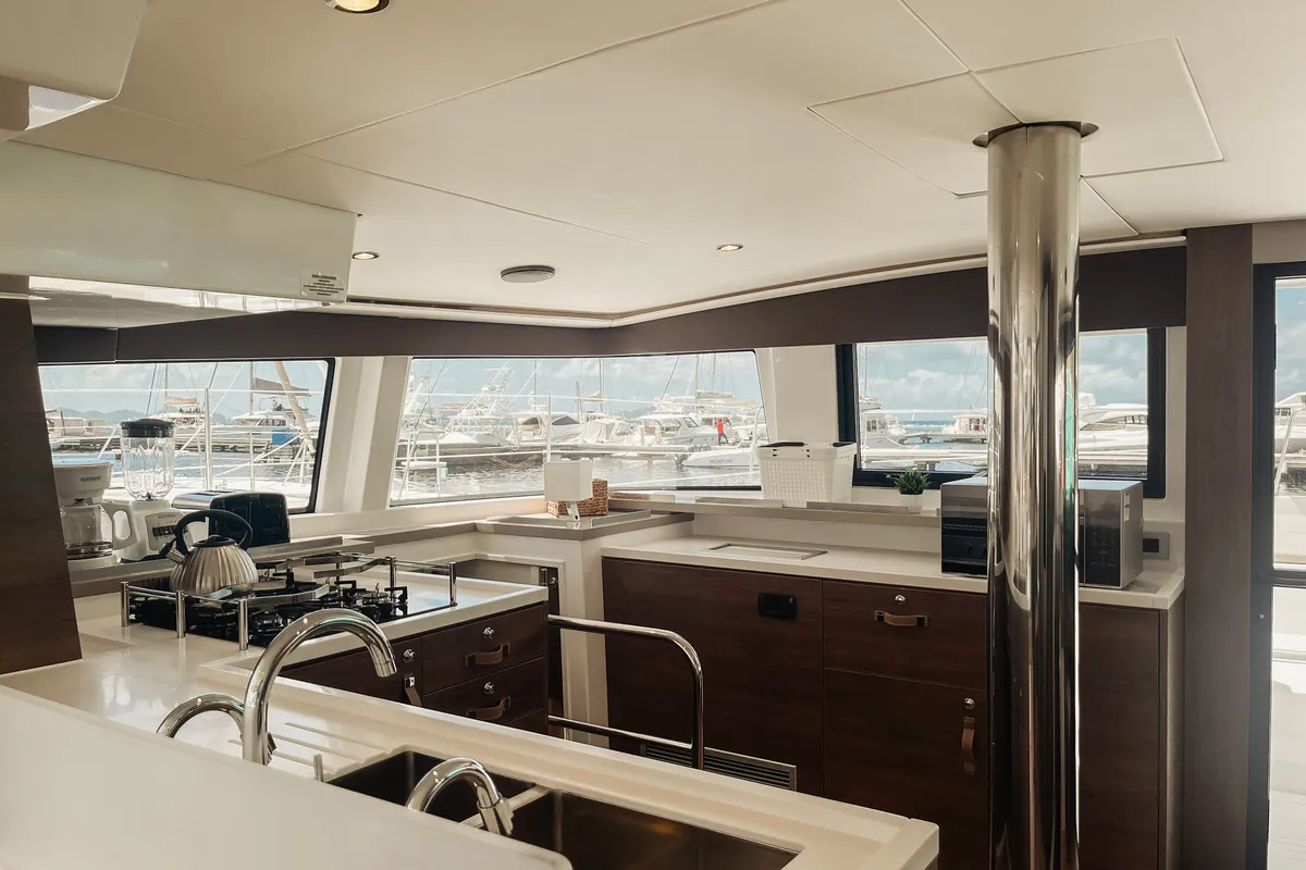 Galley of Cool Breeze, a Bali 4.6 catamaran at Parham Town, British Virgin Islands