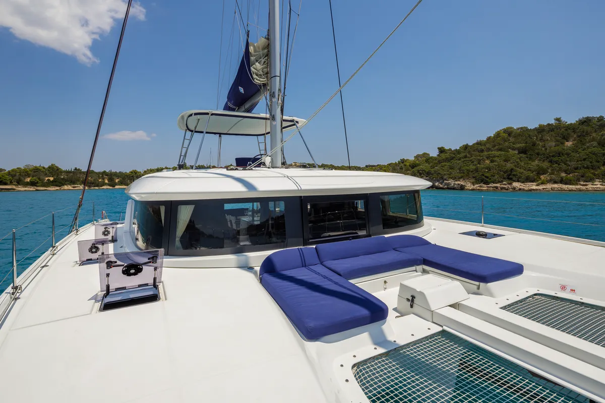 Deck of Zanga, a Lagoon 46 catamaran at Kranidi, Greece